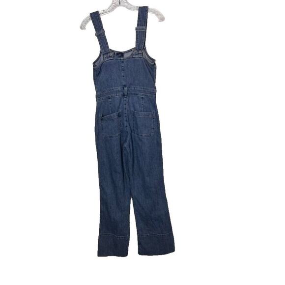 Aerie Overalls Womens XS Blue Button Front Kick Flare Denim Apron Bib - Picture 2 of 16